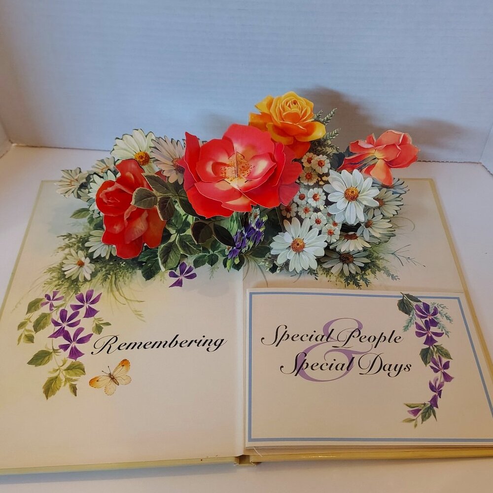 Vintage 90s Appointments and Special Days a Pop-Up Floral Bouquet Calendar Rose
